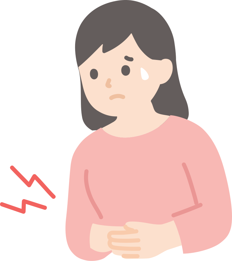 お腹を押さえている女性