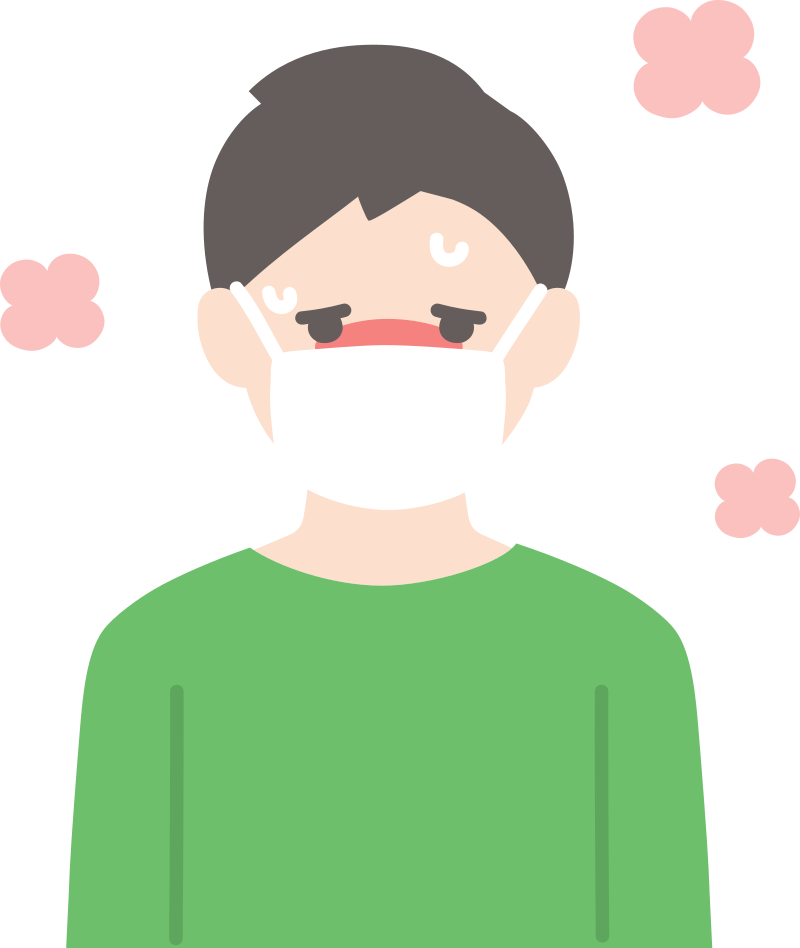 熱があってマスクをした男性