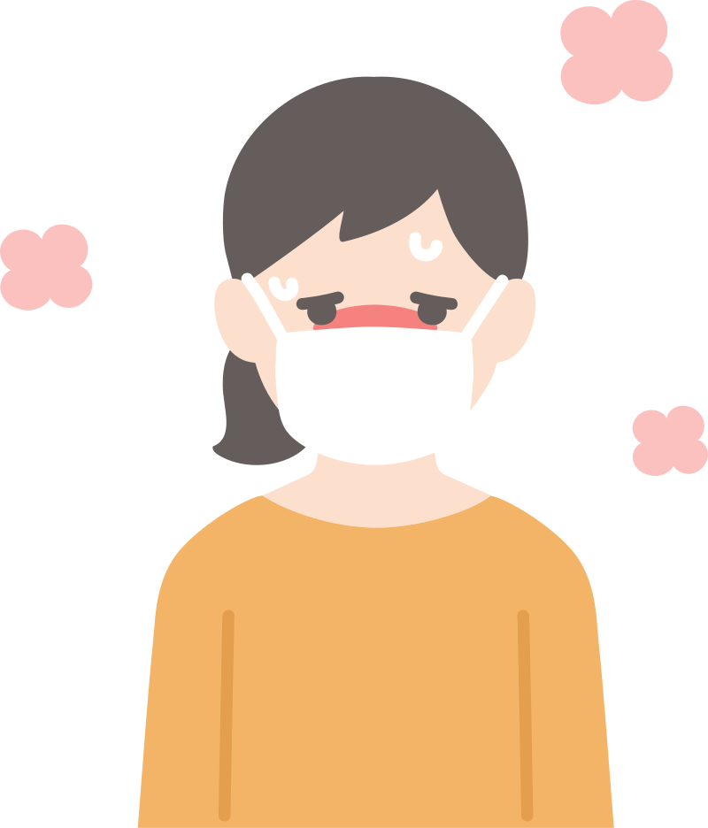 熱があってマスクをした女性